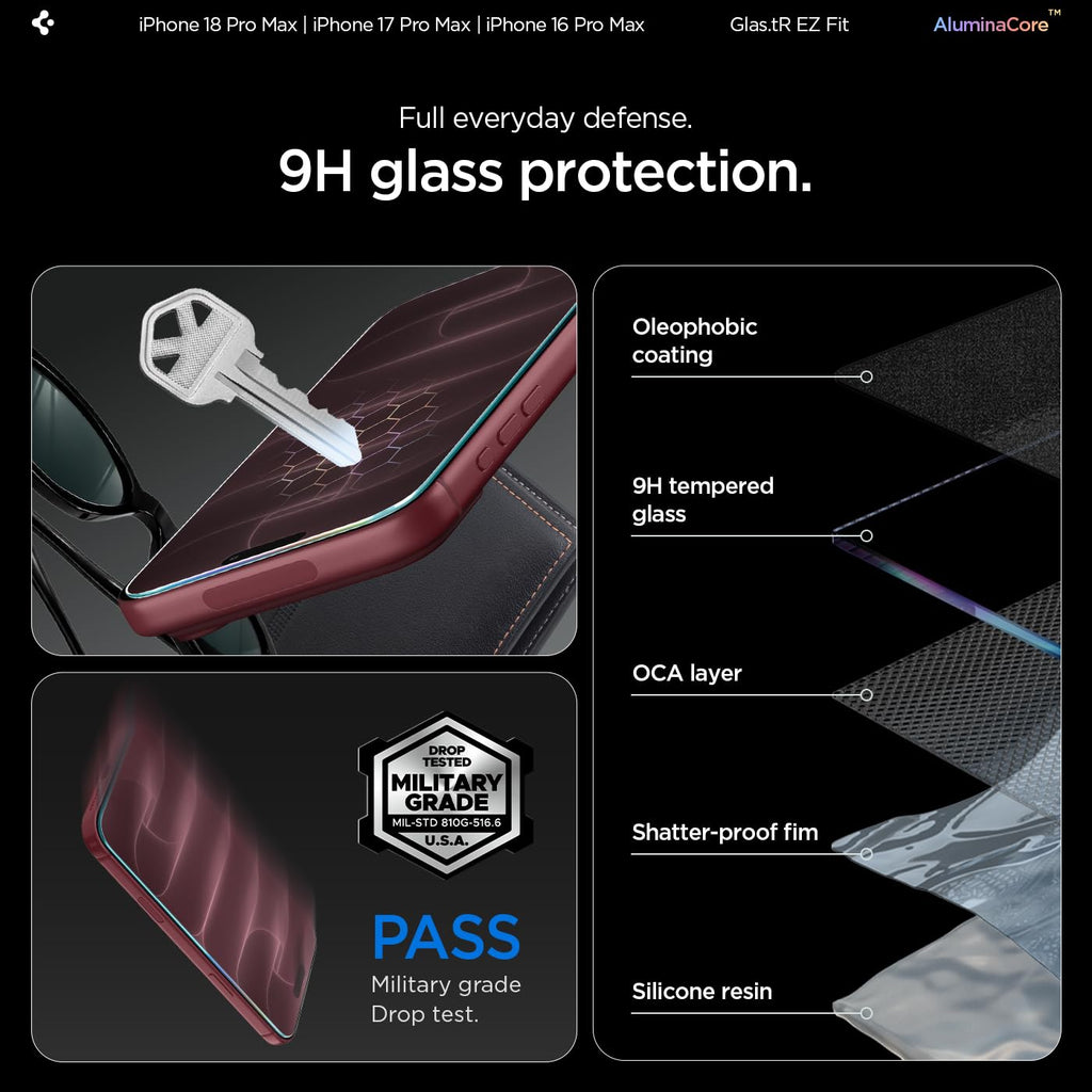 Spigen EZ Fit Schutzfolie [2 Stück] für iPhone 18 Pro, iPhone 17 Pro