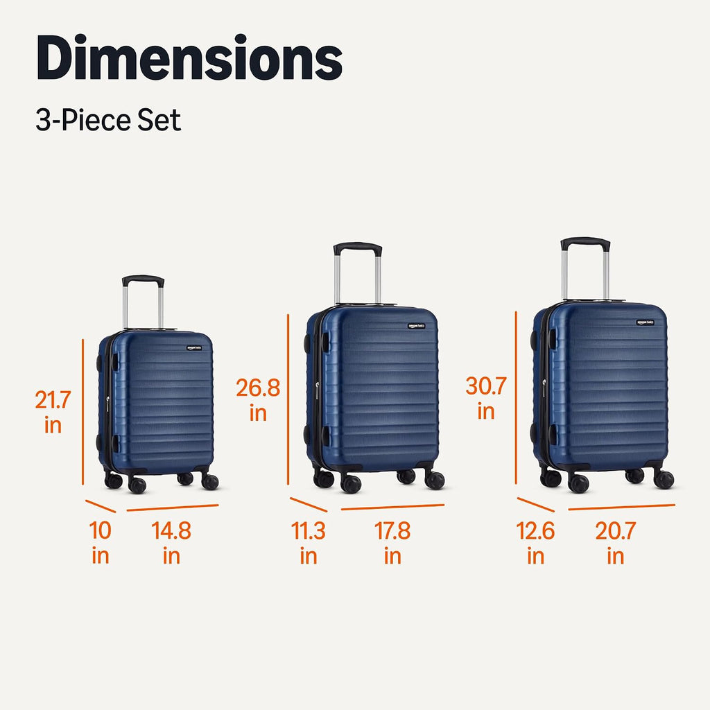 Amazon Basics 21" Hardside Carry-On Luggage with Spinner Wheels, Expandable for Up to 25% More Space, Scratch-Resistant Hard Shell, Telescoping Handle, Black