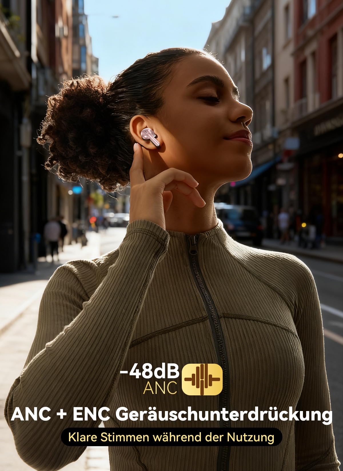 Bluetooth 5.4 Kabellose In-Ear Kopfhörer mit Smart Touchscreen, 48 Std. Wiedergabezeit, Aktive ANC Geräuschunterdrückung + ENC Anrufverarbeitung, 5 EQ-Modi, HiFi Stereo, IPX7 Wasserdicht Austerweiß