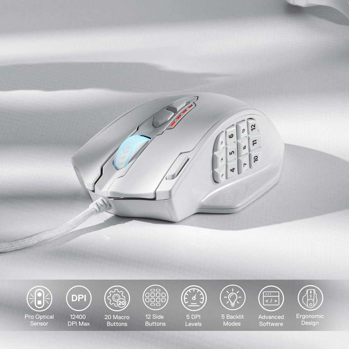 Redragon M908 Impact MMO Gaming Maus Kabelgebunden RGB 12400 DPI