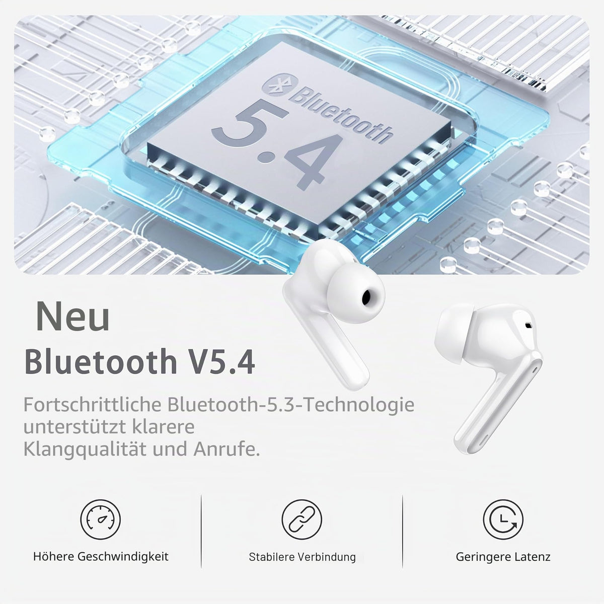 Bluetooth Kopfhörer, Kopfhörer Kabellos Bluetooth 5.4, Tiefer Bass Ohrhörer