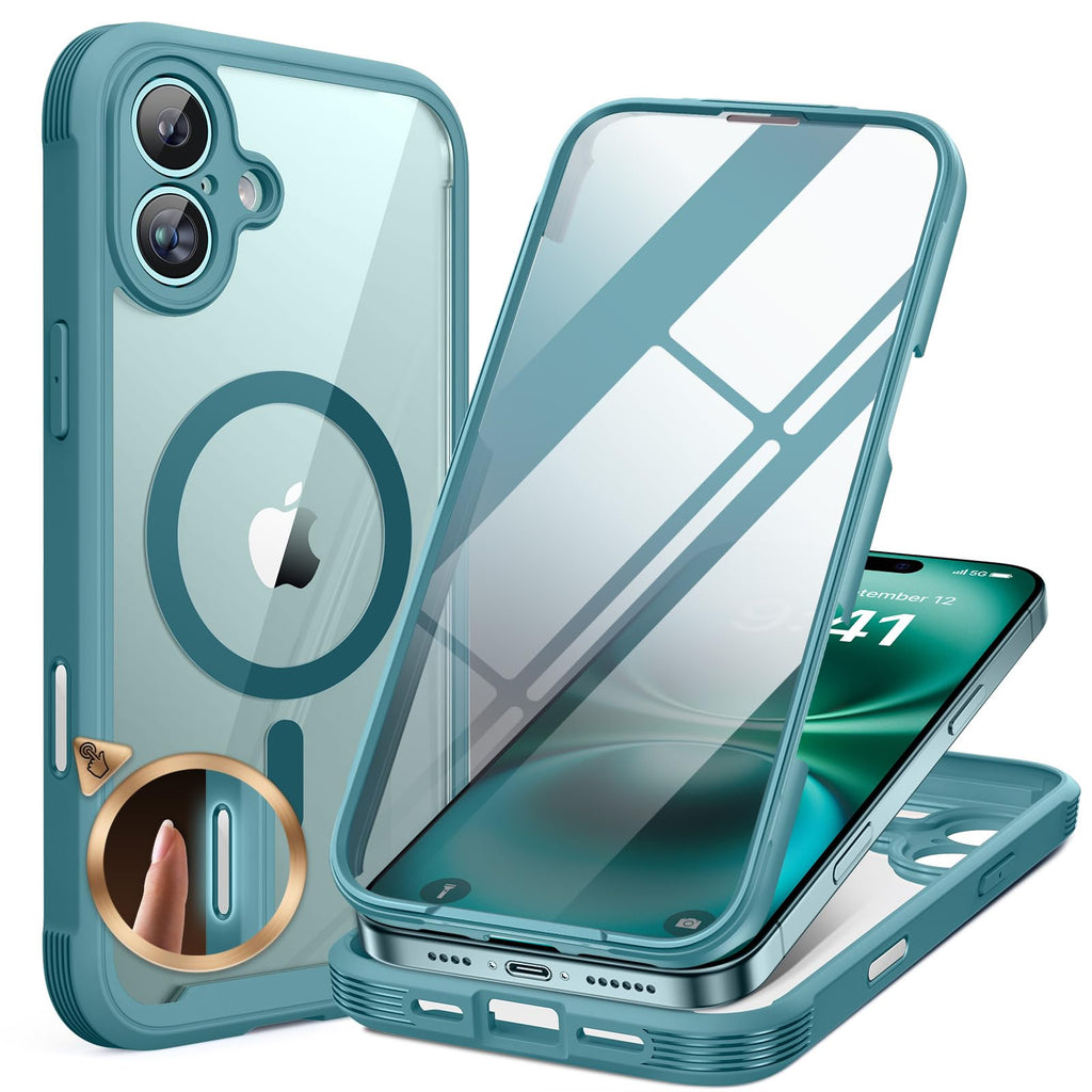 Miracase für iPhone 17 Hülle 6,3 Zoll,360 Grad Komplettschutz,Schwarz