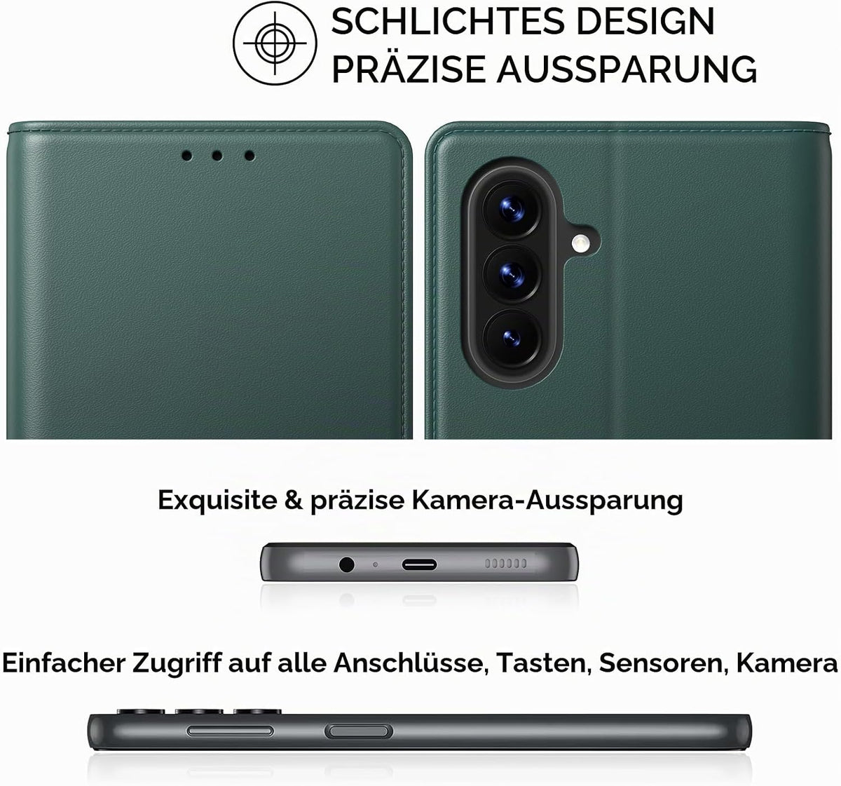 Peakally Handyhülle für Samsung Galaxy A17 5G Hülle [Mit 1 Stück Panzer Schutz Glas] [Premium PU Leder] [RFID-Blockierung] [Kartenfach] Klapphülle kompatibel mit Galaxy A17 5G / 4G - Grün