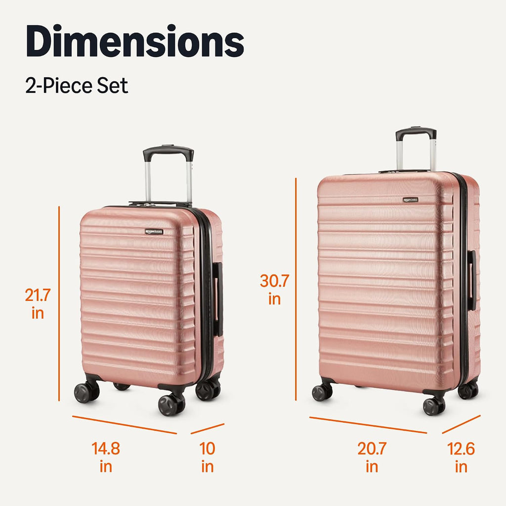 Amazon Basics 21" Hardside Carry-On Luggage with Spinner Wheels, Expandable for Up to 25% More Space, Scratch-Resistant Hard Shell, Telescoping Handle, Black