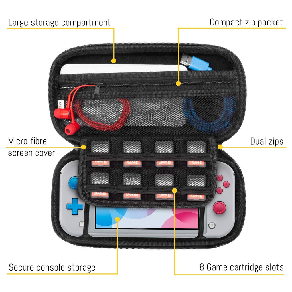Orzly Tragetasche kompatibel mit Nintendo Switch Lite (2019) – Aufbewahrungstasche - Hartschalen Case/Hülle/Schutzhülle für die Verwendung mit der Nintendo Switch Lite Konsole & Accesoires - ROSA