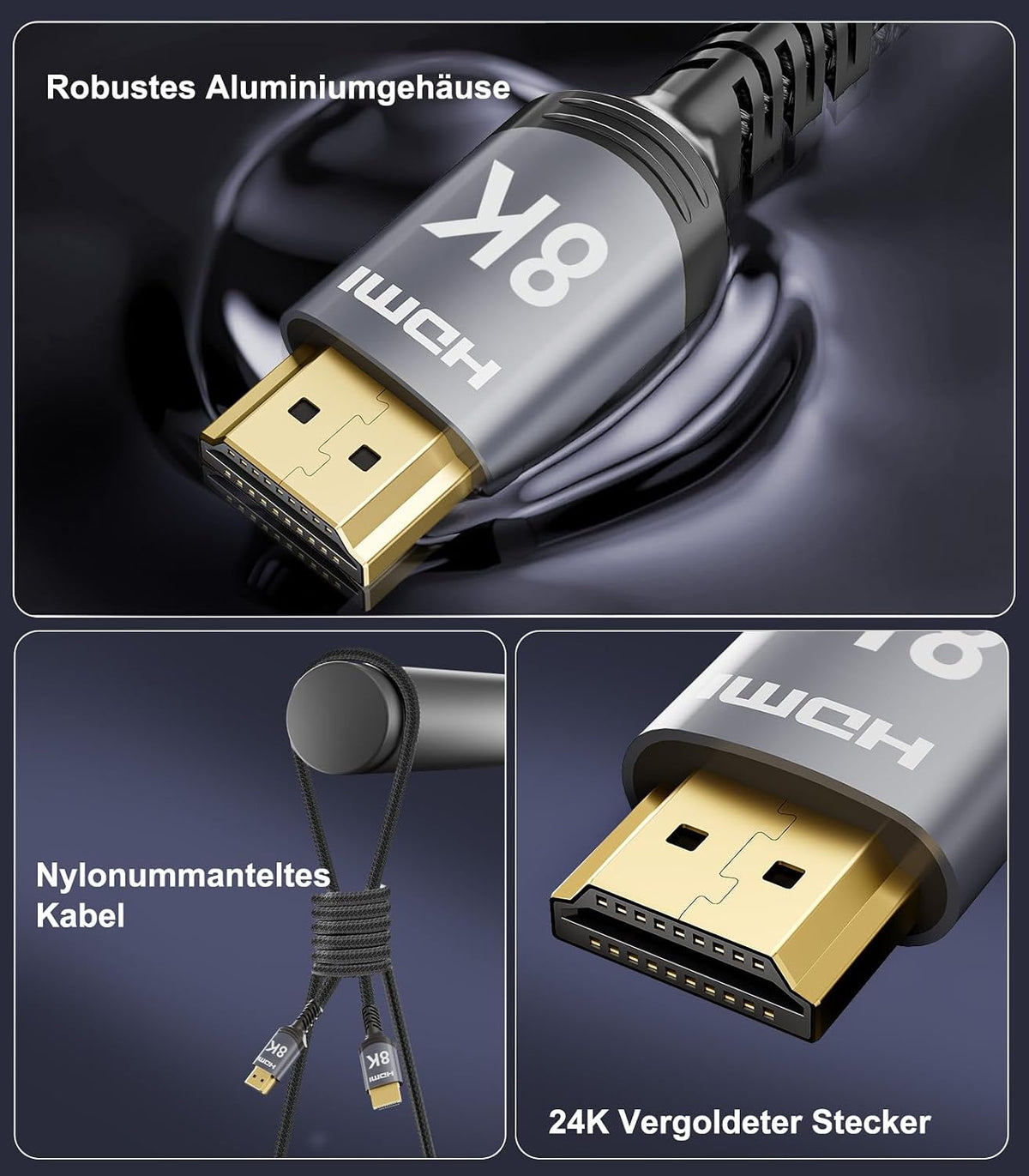 Sniokco 10K 8K 4K HDMI 2.1 Kabel 7.62Meter Zertifiziert 48Gbps High Speed