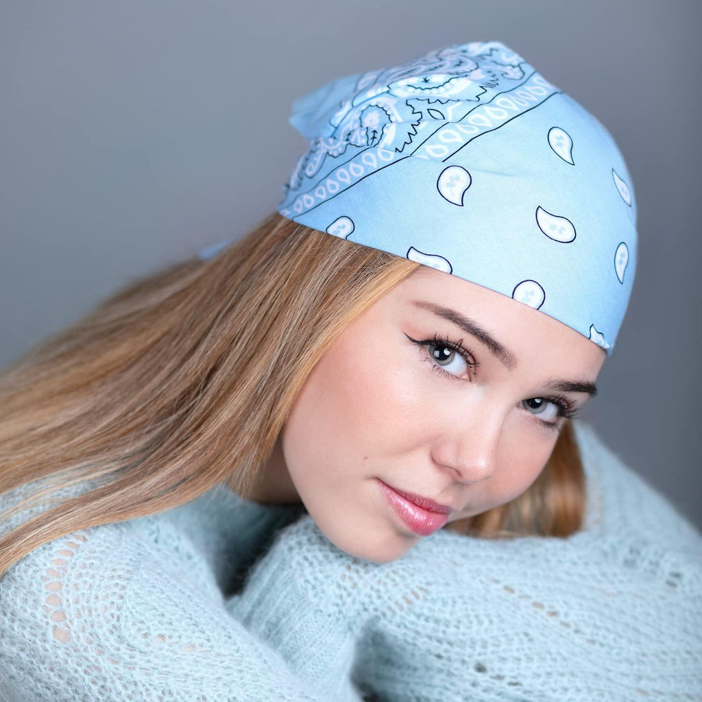 Bandana 100% Coton Qualité Premium - Epaisseur Supérieure - 20 Couleurs Exclusives - Motif Paisley