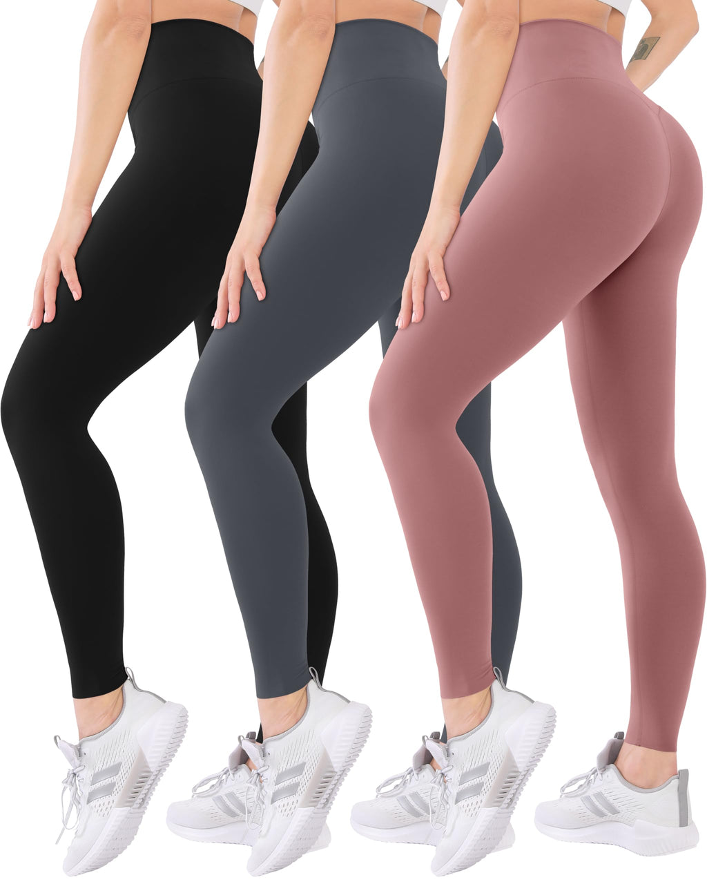 Blisset 3 Pack High Waisted Leggings for Women with Pockets Soft Active Compression Pants for Yoga Running & Daily Wear