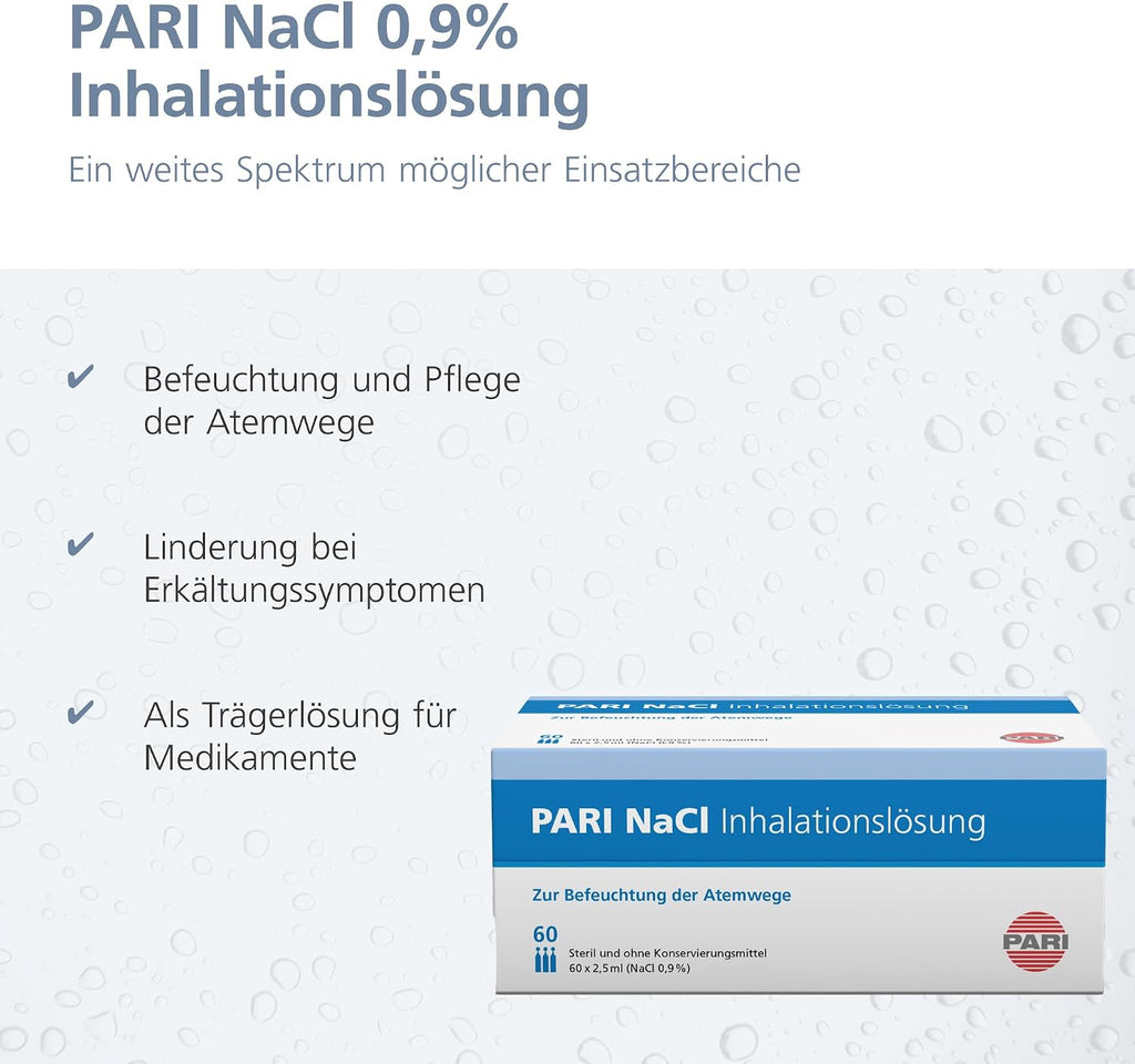 PARI NaCl 0,9% Inhalationslösung - isoton (0,9% Kochsalz),60 x 2,5 ml