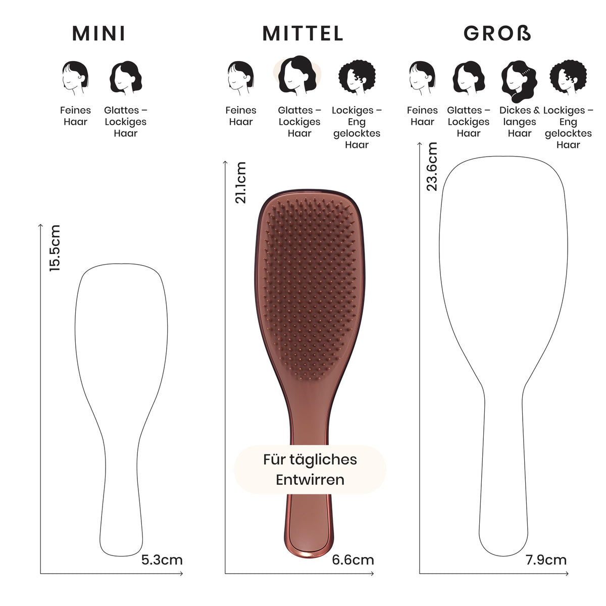Tangle Teezer Ultimate Detangler Haarbürste – Nasses & Trockenes Haar – Entwirrungsbürste für Alle Haartypen – Zweistufige Borsten Reduzieren Haarbruch & Knoten – Champagner Gold mit Chrom-Finish