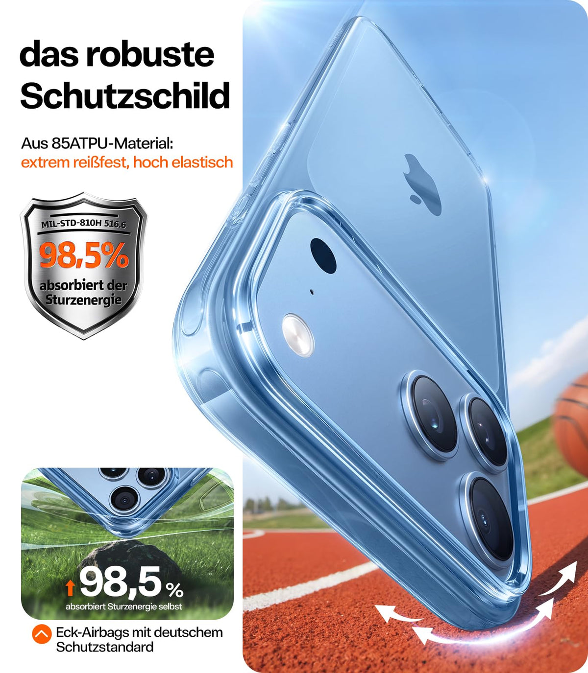 TORRAS für iPhone 18 Pro Hülle iPhone 17 Pro Hülle,Militärschut,Transparent