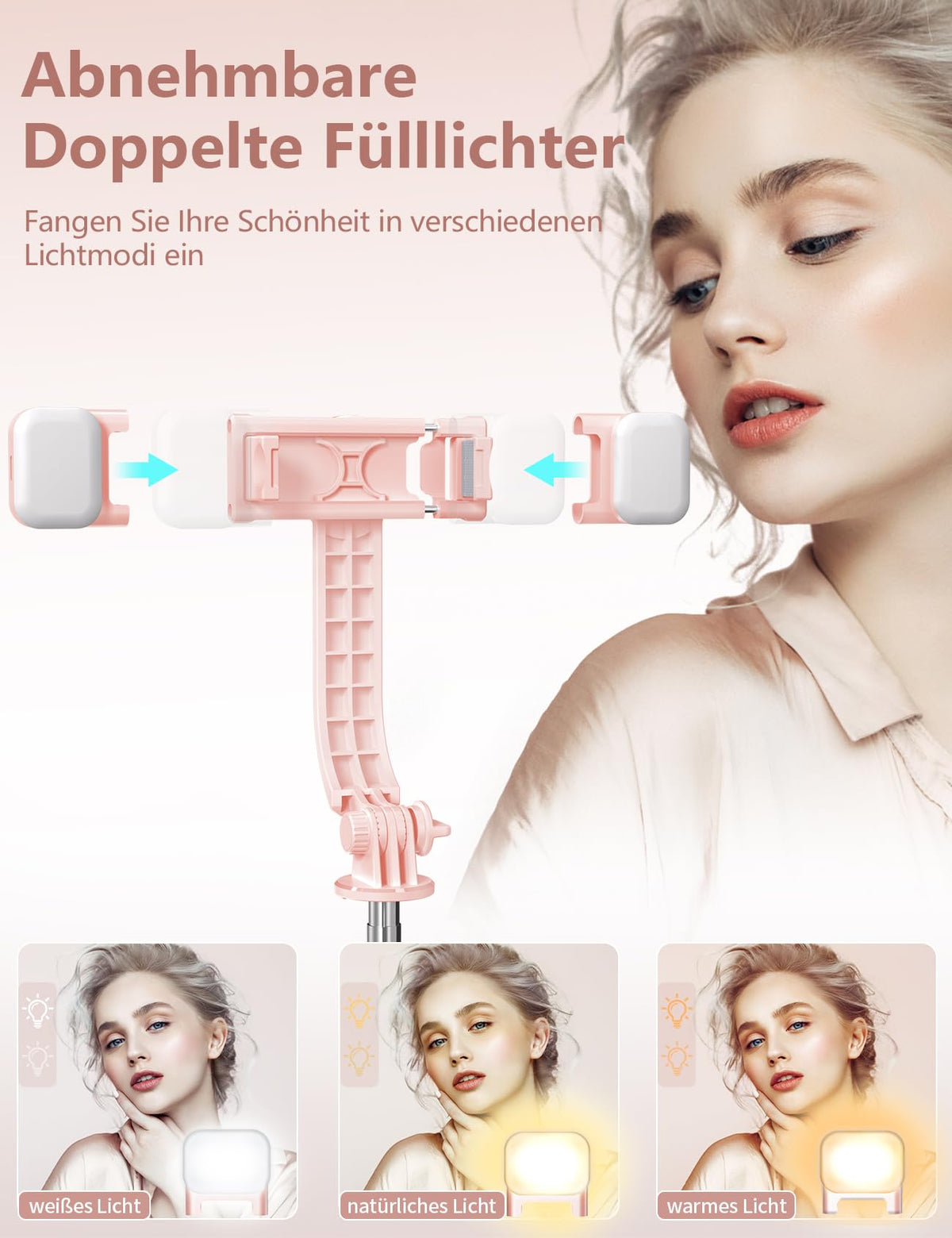 Selfiestick Stativ und Fernbedienung, 2 Fülllicht Stativ für Smartphones