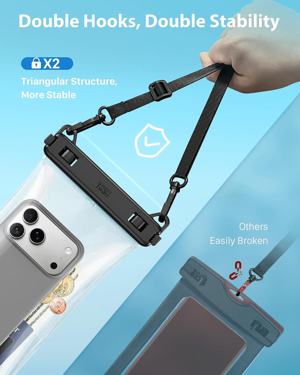 YOSH wasserdichte Handyhülle [Schwimmende & Nahtloser] 2 STK., bis zu 7,5"