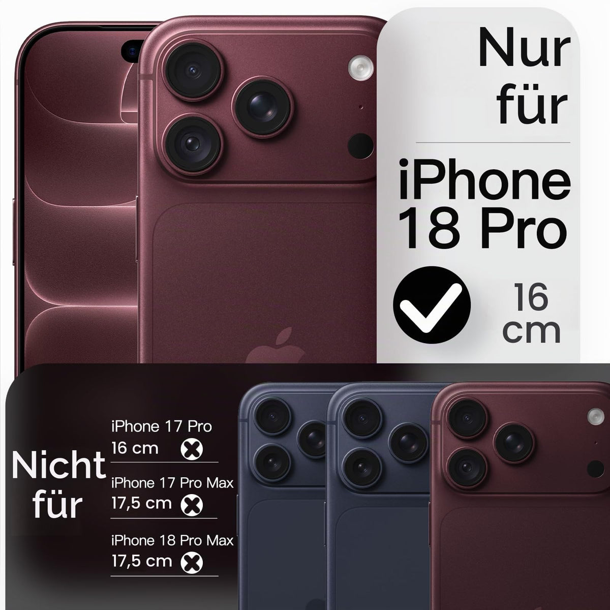 JETech Magnetische Dünne Hülle für iPhone 18 Pro, Schwarz