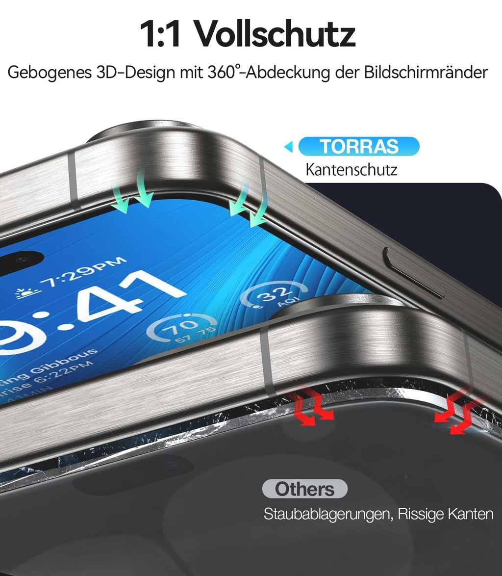 TORRAS für iPhone 18 Pro 9H+ Kratzfest Kameraschutz HD-Klares, Grau