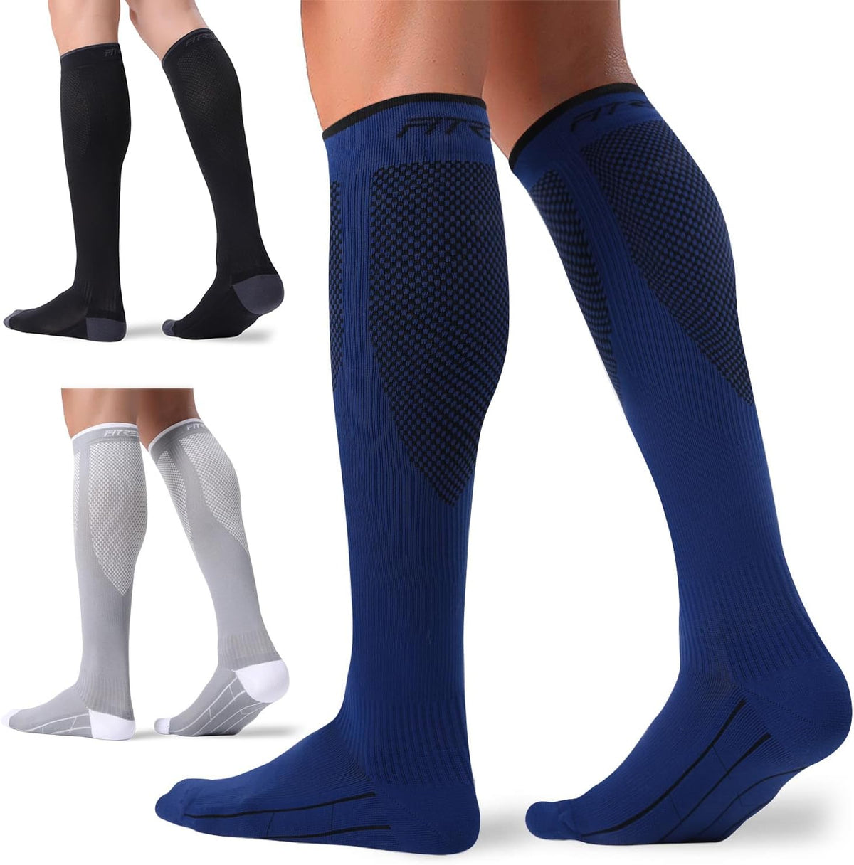 FITRELL 3 Pairs Compression Socks for Women and Men 20-30mmHg-Circulation Support Socks