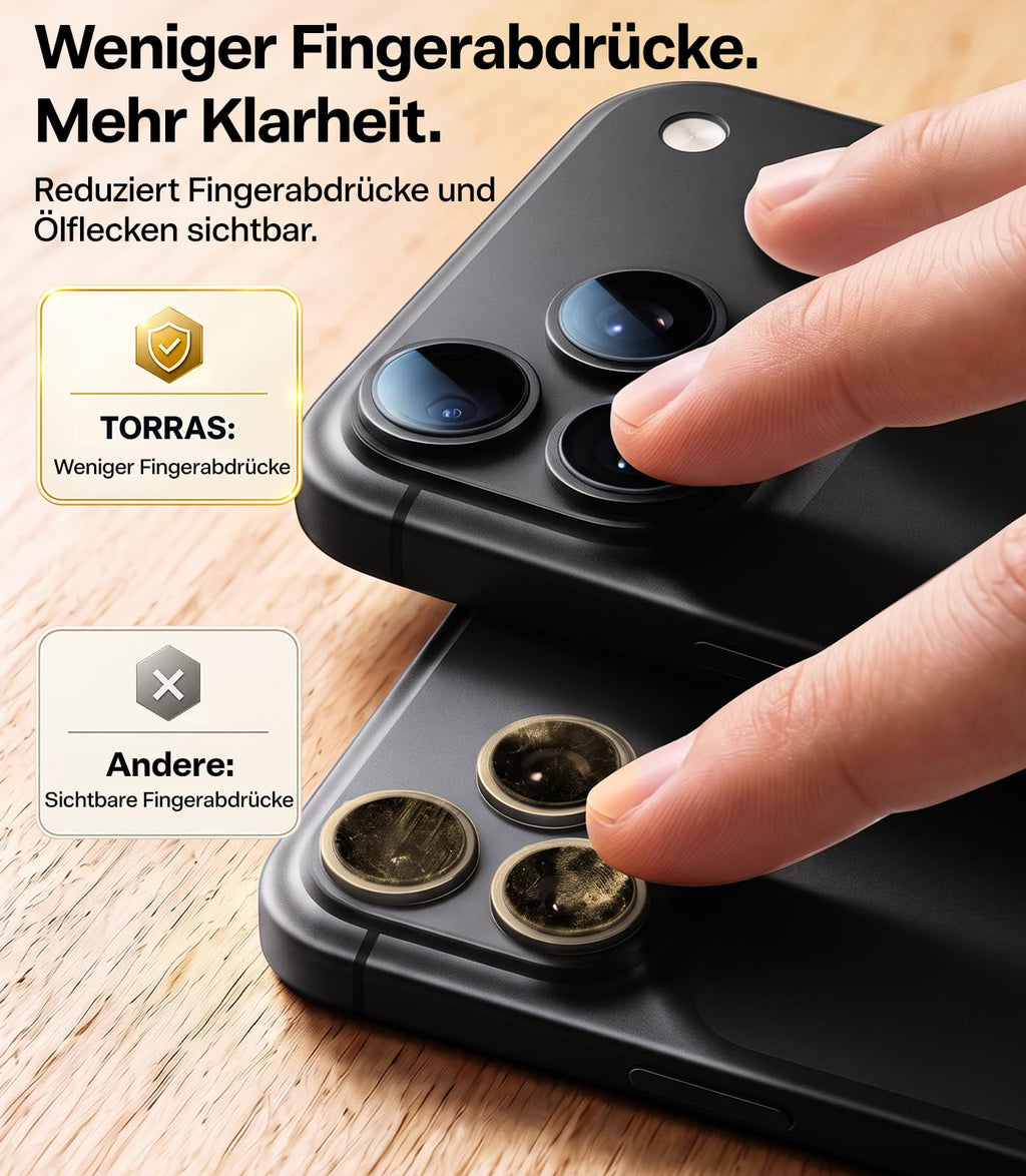 TORRAS für iPhone 18 Pro 9H+ Kratzfest Kameraschutz HD-Klares, Grau