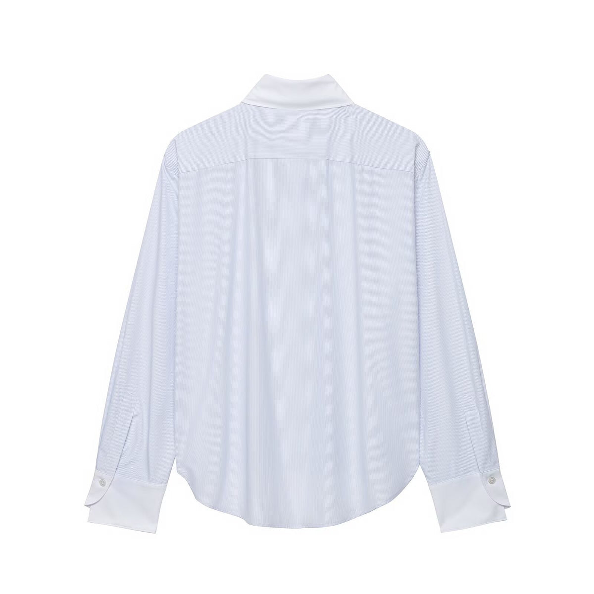 Color blocked knot buckle long sleeved lapel shirt for women