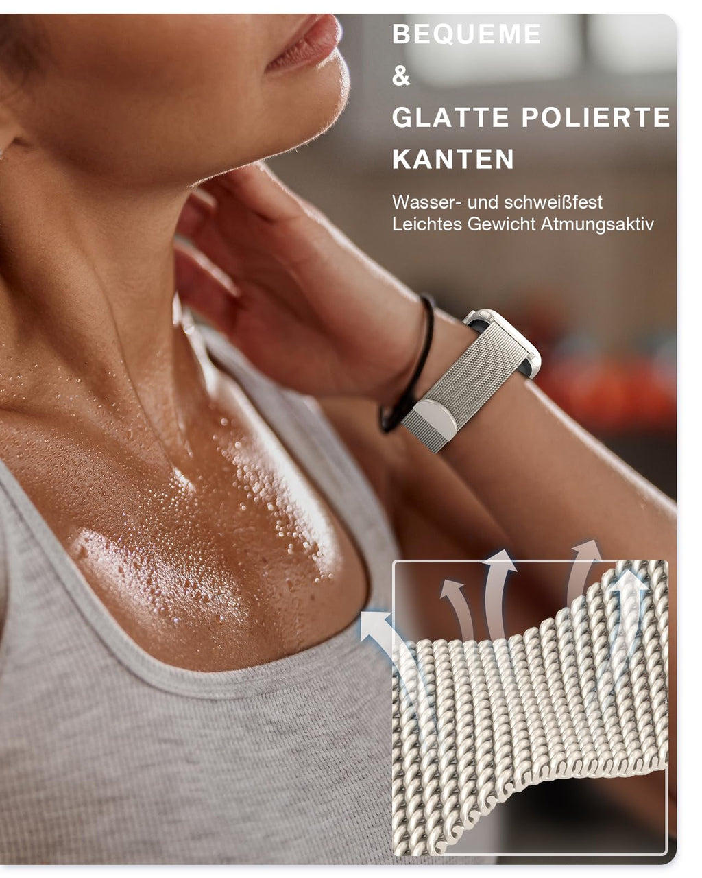 OULUOQI Edelstahl Milanaise Armband für Apple Watch 44mm 46mm 45mm 49mm