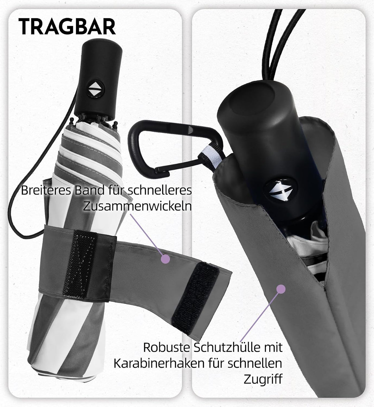 LILAC Regenschirm Klein Stabil Windfest