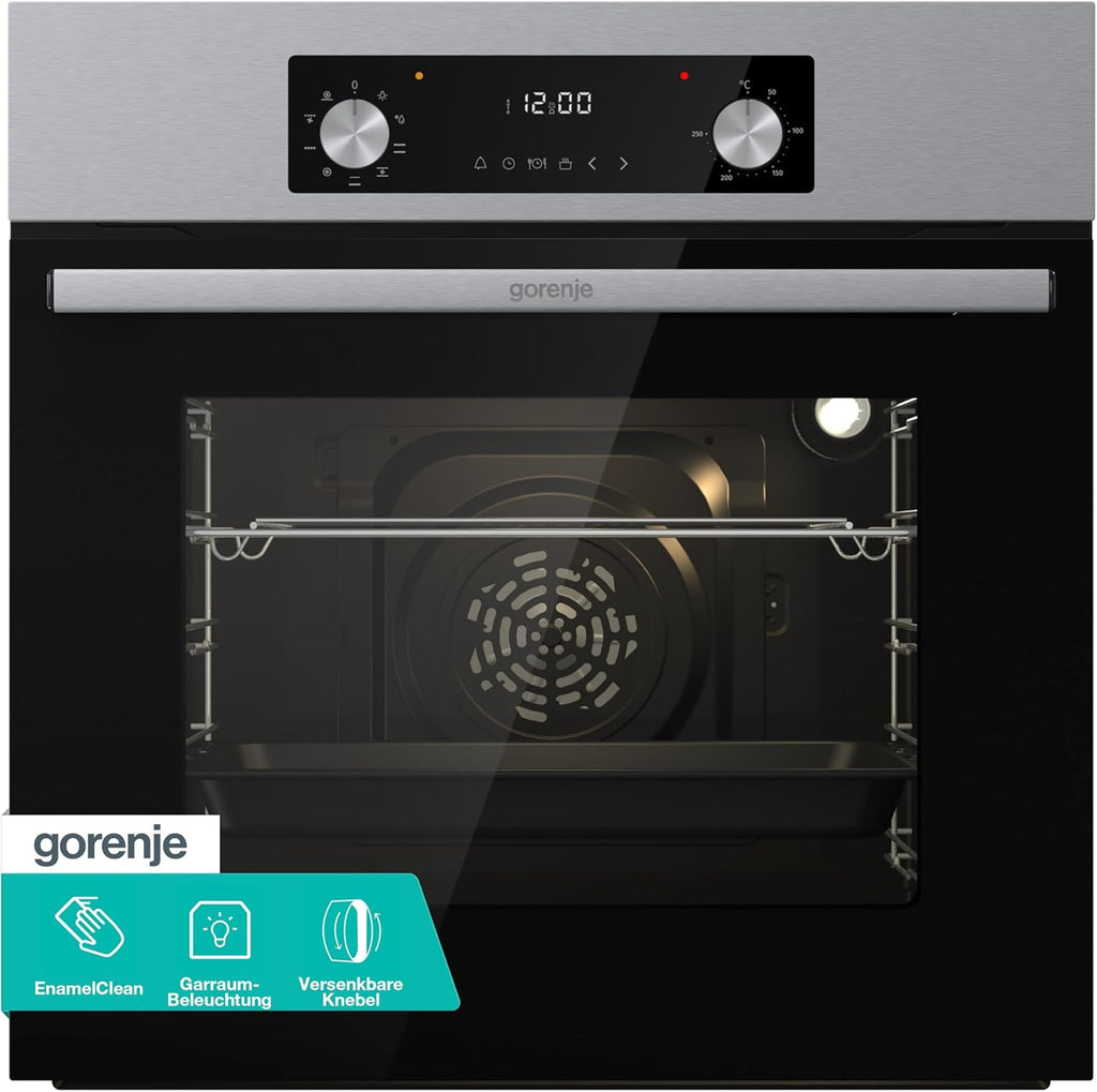 Gorenje BOA6737AO1X Einbaubackofen / 73 Liter/BigSpace/Heißluft / 250° maximale Ofentemperatur/EcoClean-Email / 2fach verglast / 9 Funktionen/EEK: A/Minimale Einbaumaße (HxBxT): 60x 56x 58 cm