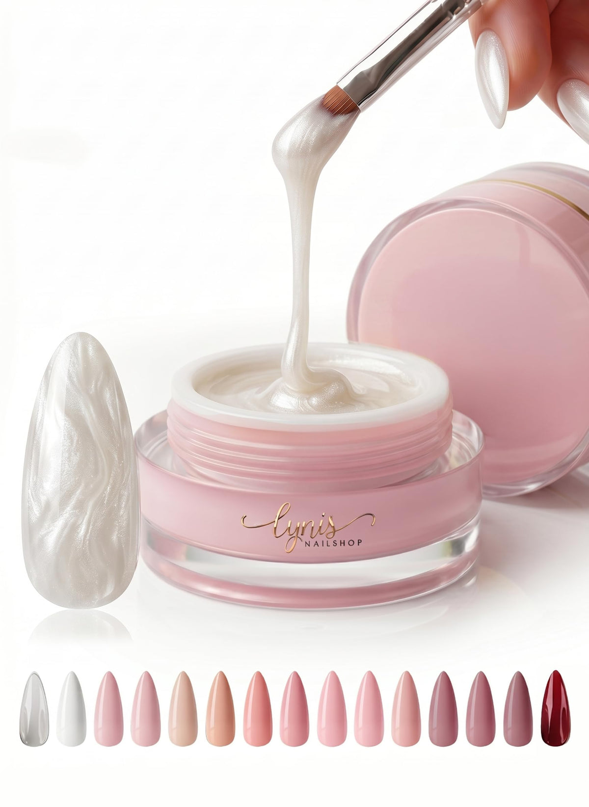 No File Aufbaugel Gelnägel ALMOND NUDE 15ml UV Gel selbstglättend o. Feilen