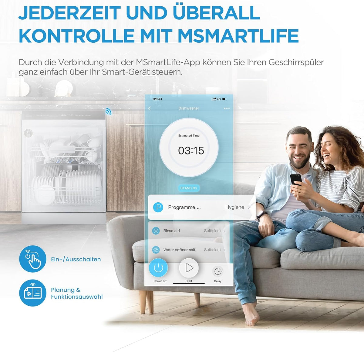 Midea Geschirrspüler Teilintegriert 60 cm Einbau Spülmaschine 13 Gedecke