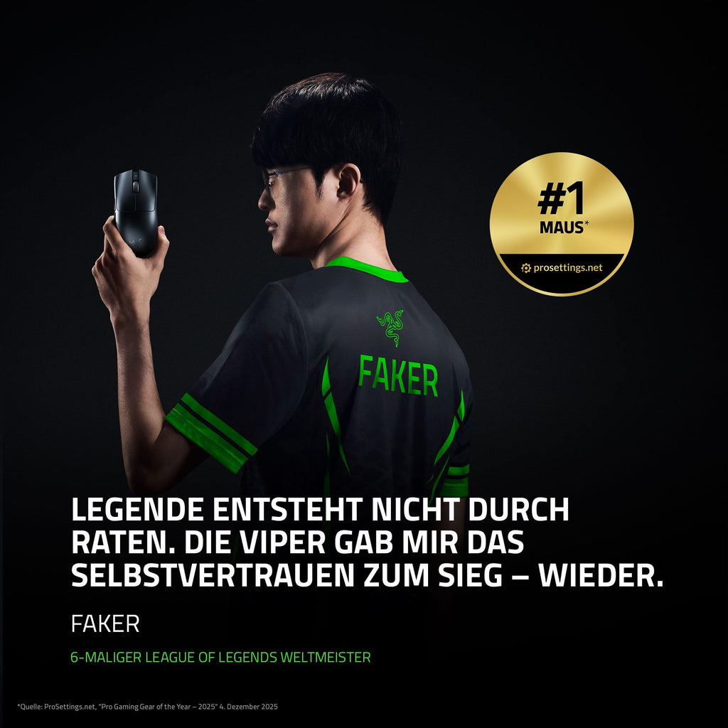 Razer Viper V3 HyperSpeed - Kabellose Esports Gaming-Maus - Focus Pro 30K DPI Sensor - bis zu 280 Std. Akku, Mechanische Maus-Switches 2th Generation - kabellose Abtastrate 4000Hz- PC/Mac | Schwarz