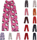 Chnnamzu Damen-Pyjamahose aus Flanell, warmes und weiches Fleece-Pyjamaunterteil, süßes Cartoon-Katzen-Motiv, Kawaii-Mode, lässige Nachtwäsche, Loungewear-Hose