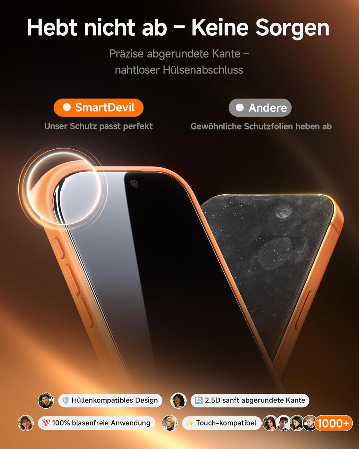 SMARTDEVIL 2 Pack Privatsphäre Schutz für iPhone 17 Panzerglas