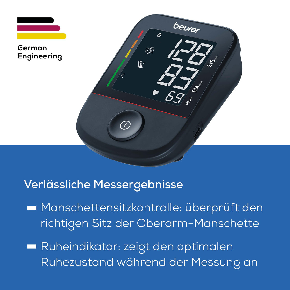 Beurer BM 27 Oberarm-Blutdruckmessgerät mit Manschettensitzkontrolle, klinisch validiert, Manschette für 22-42 cm, Risikoindikator, Arrhythmie-Erkennung, Datenübertragung zu Apple Health und co.