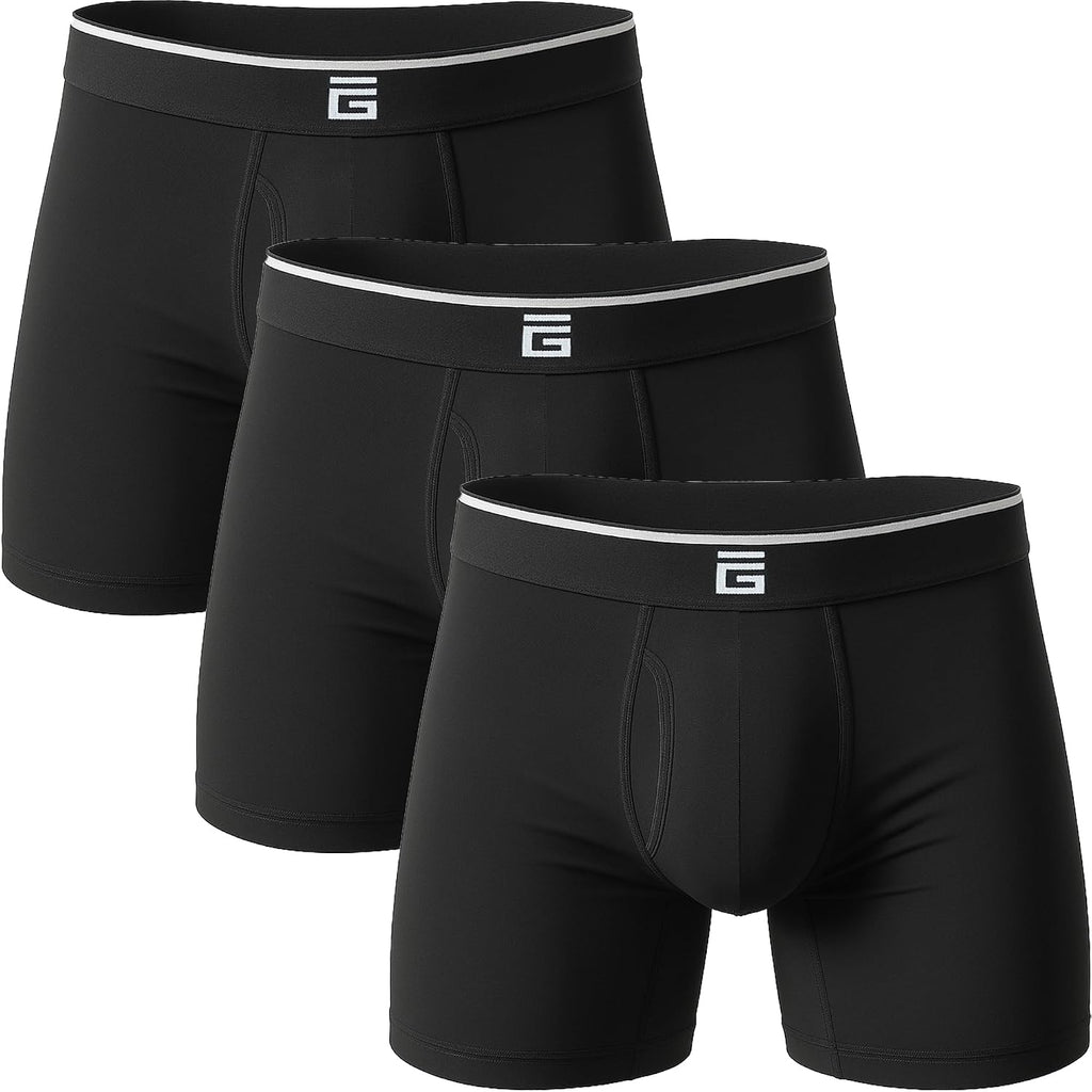 Giovici Mens Boxers Bamboo Anti Chafing Soft Comfortable Boxer Briefs Longer Leg - Boxer Shorts Multipack - Moisture Wicking Technology
