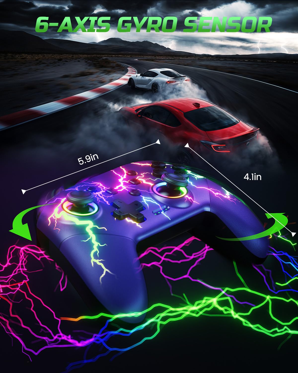 VOYEE Switch Controllers kompatibel mit Switch/Lite/OLED/Windows, Programmierbar RGB Blitz LED, Drahtloser Pro Controller mit Eine Schlüsselpaarung Vibration Aufwachen