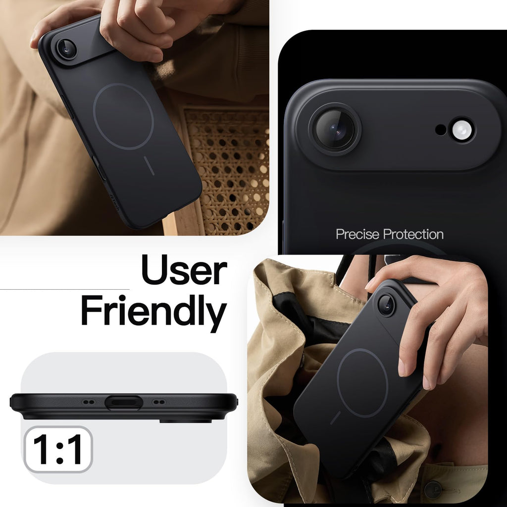 JETech Magnetische Dünne Hülle für iPhone 18 Pro, Schwarz