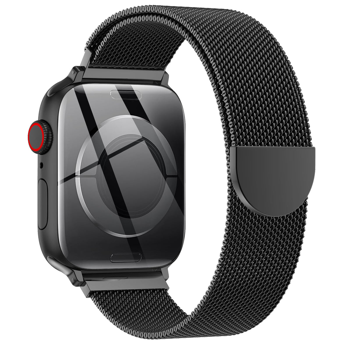 OULUOQI Edelstahl Milanaise Armband für Apple Watch 44mm 46mm 45mm 49mm