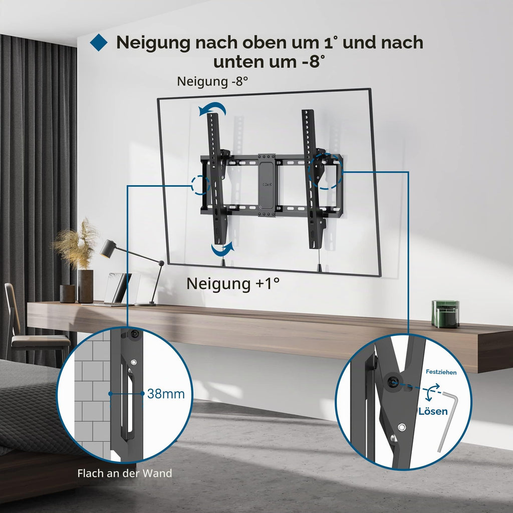BONTEC TV Wandhalterung 23-70 Zoll Fernseher, vollbeweglich, bis zu 45 kg