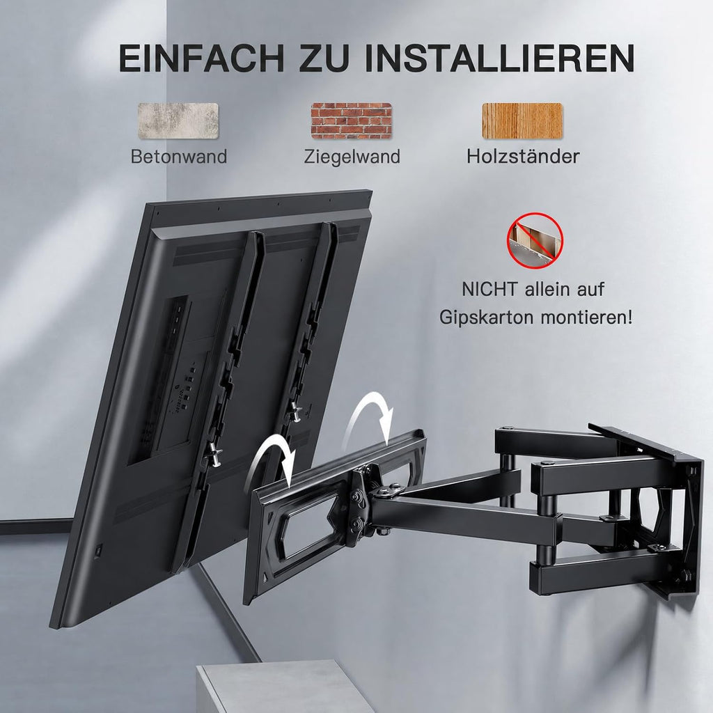 PERLESMITH TV-Wandhalterung, TV-Wandhalterung für 26-70 Zoll Fernseher, 45 kg