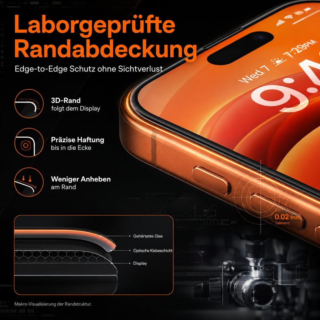 TORRAS für iPhone 18 Pro für Panzerglas TOP 9H+, Auto-Montage, 2 Stück