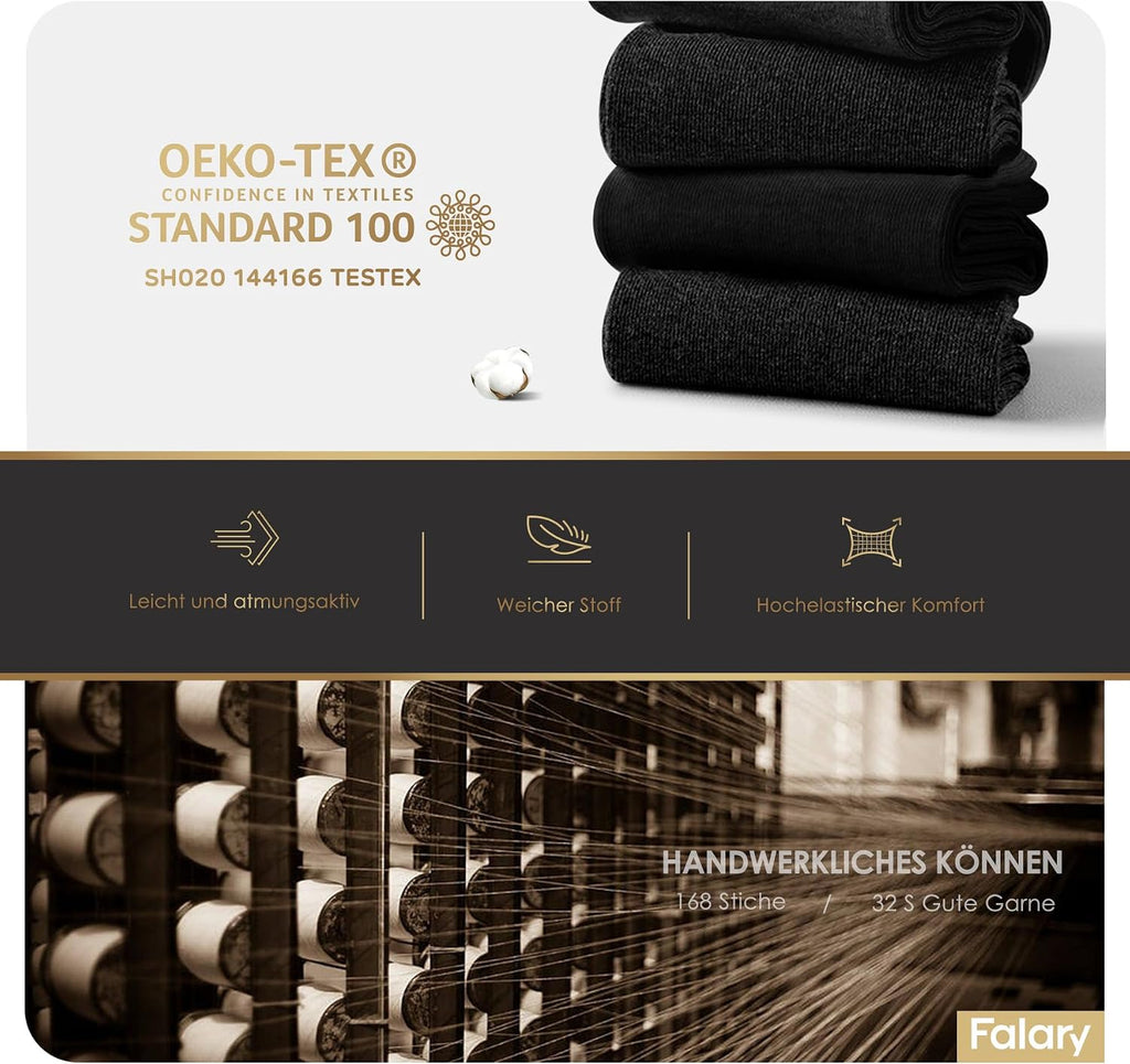 FALARY 12 Paar Socken Herren Damen Baumwolle Herrensocken Schwarz Weiß Sport Socks Atmungsaktive