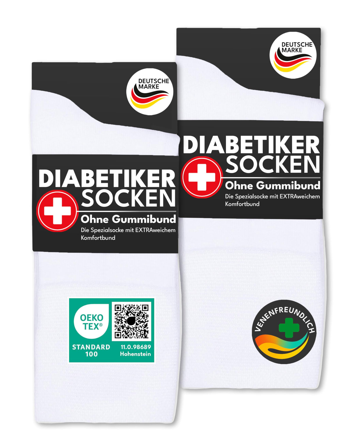 sockenkauf24 Diabetikersocken ohne Gummi & ohne Naht 97% Baumwolle (6 Paar) Diabetiker Socken mit Komfortbund für Damen & Herren