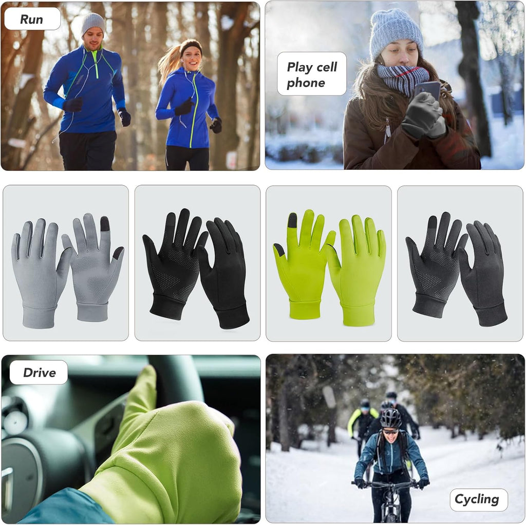 Unigear Touchscreen Handschuhe, Herren Damen Sporthandschuhe Handschuhfutter Outdoor Laufhandschuhe Warme Winddichte Winterhandschuhe Anti-Rutsch Full Finger für Laufen, Fahren, Radfahren, Wandern