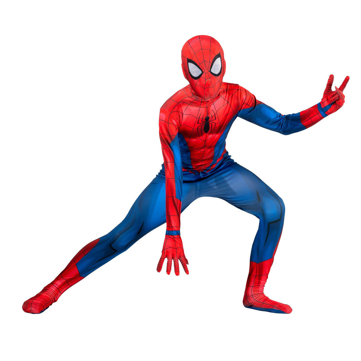 Marvel Spider-Man Official Youth Deluxe Zentai Costume - Deluxe Two-Way Stretch Spandex with Invisible Zippers and Wrist Openings for Added Convenience (S)