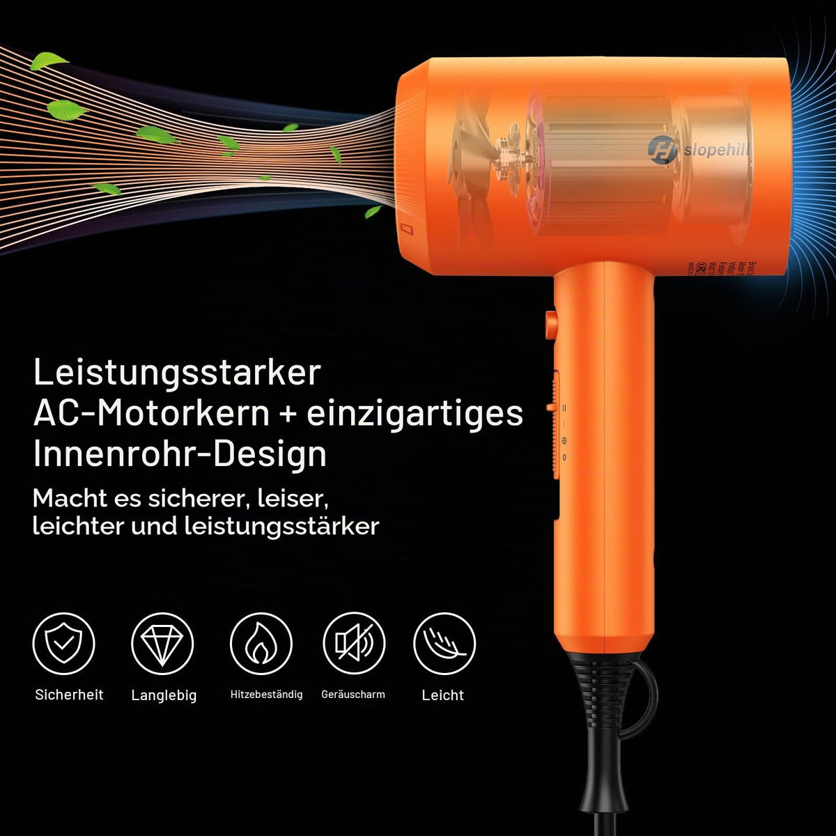Ionen Föhn AC Motor 1800W Haartrockner slopehill Schnelltrocknen Hair Dryer