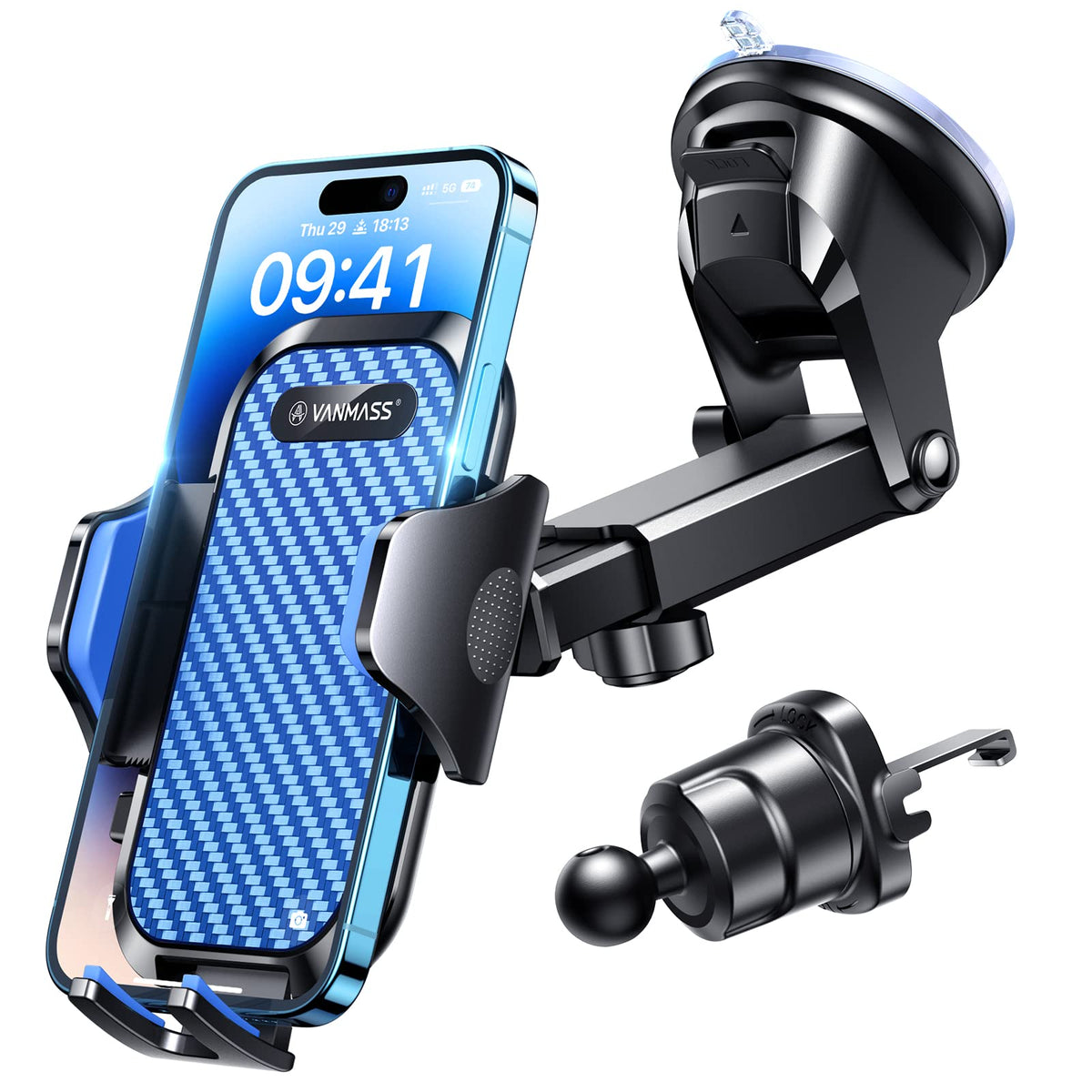VANMASS 2026【Militär-Klasse】Handyhalterung Auto Upgrade【Stärkste Saugnapf & Lüftungshaken】4 in 1 Handy Halterung Auto 360° Drehbar Handyhalter Auto Armaturenbrett Scheibe Wand für iPhone Samsung usw