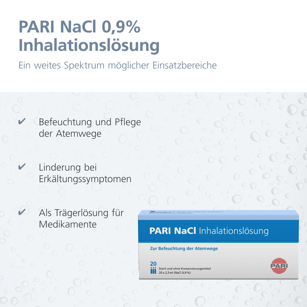 PARI NaCl 0,9% Inhalationslösung - isoton (0,9% Kochsalz),60 x 2,5 ml