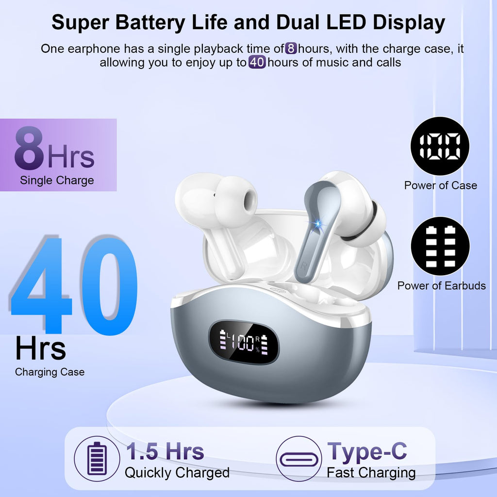 2026 Kopfhörer Kabellos Bluetooth 5.4 Kopfhörer, 6D-Stereo Ohrhörer in Ear