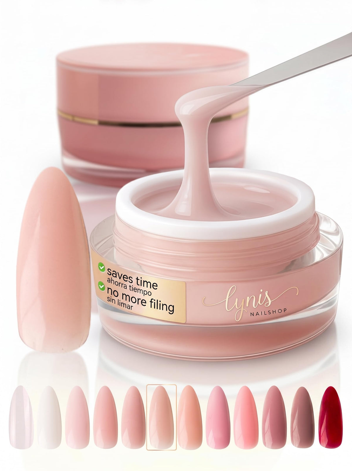No File Aufbaugel Gelnägel ALMOND NUDE 15ml UV Gel selbstglättend o. Feilen