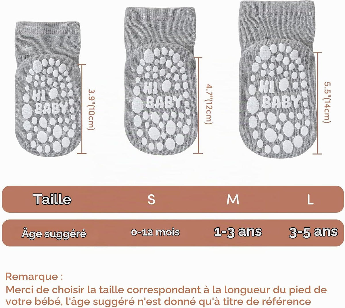 SockWaddles Chaussettes de bébé, 5 paires de chaussettes antidérapantes ABS respirantes pour enfants, chaussettes de bébé en coton, garçons et filles avec des animaux et des licornes