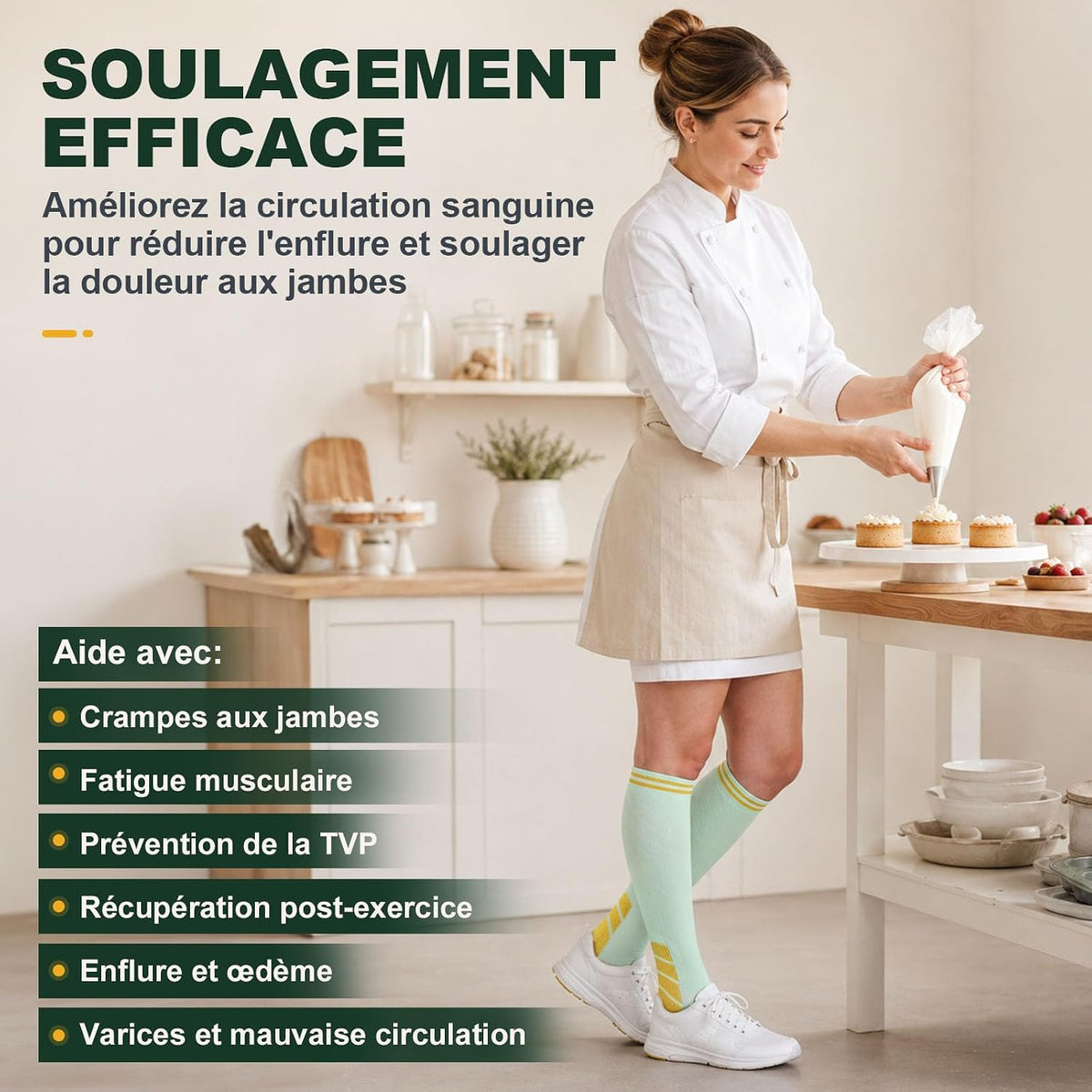 CAMBIVO Bas de Contention Femme Homme 3Paires, Chaussettes de Compression 20-30mmHg, Chaussette Contention Classe 2, pour Circulation Sanguine, Course a Pied, Voyage Avion, Sport, Running, Infirmiere