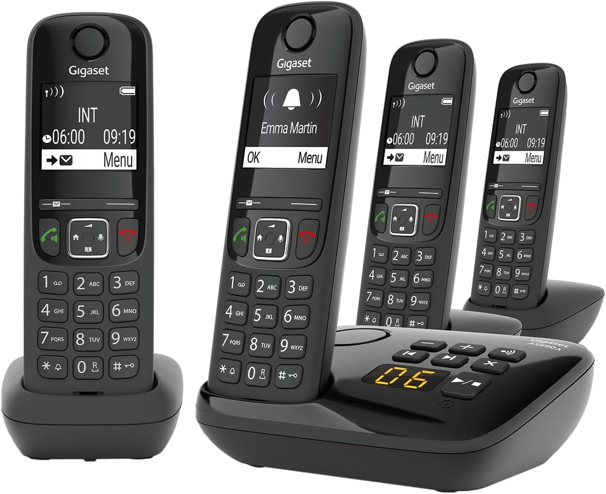 Gigaset AS690 - Schnurloses DECT-Telefon - großes, kontrastreiches Display - Brillante Audioqualität - einstellbare Klangprofile - Freisprechfunktion - Anrufschutz, schwarz [Deutsche Version]